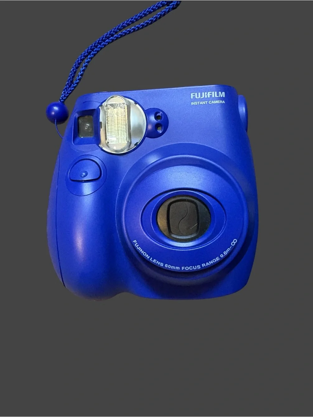 Fujifilm Instant Camera in Bright Blue with Black Case